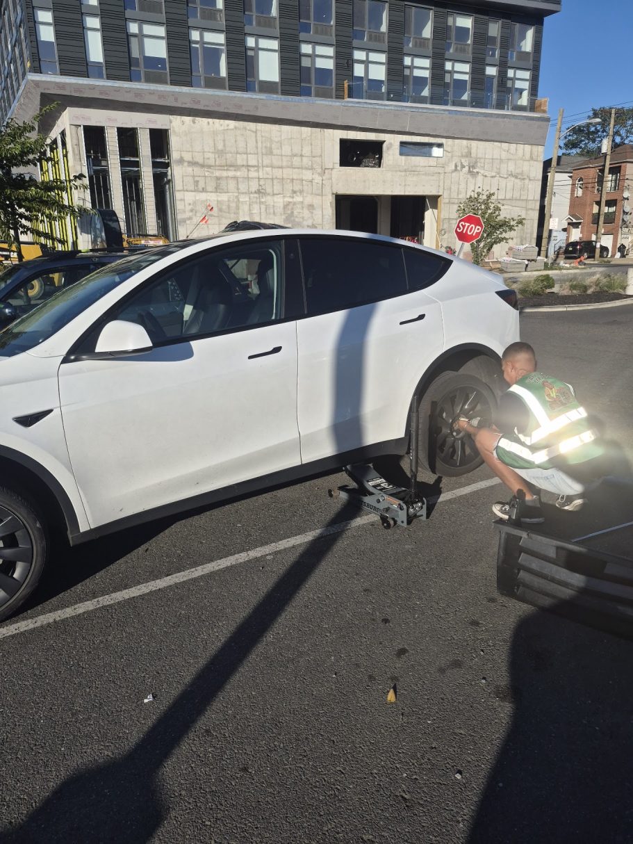 Tire repair on a Tesla Tesla tire repair in jersey city