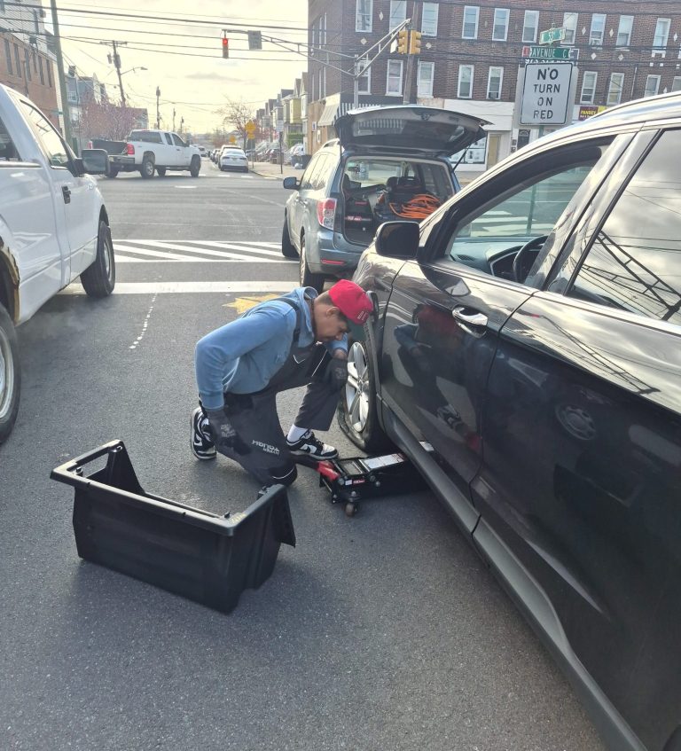 Mobile tire repair in Bayonne, NJ . By Happy Road Services Open 24/7